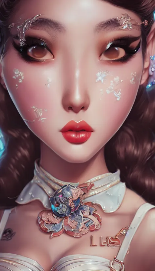 Image similar to a pin up and beautiful fashion and charming and dreamlke asian girl, lv jewelry, art by artgerm & jeehyung lee & wlop, hyperdetailed, 8 k realistic, symmetrical, frostbite 3 engine, cryengine, dof, trending on artstation, digital art