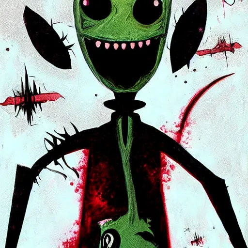 Prompt: invader zim, horror movie poster, detailed painting