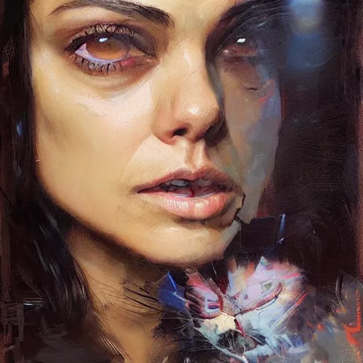 Image similar to mila kunis by Sandra Chevrier by Richard Schmid by Jeremy Lipking by moebius by atey ghailan