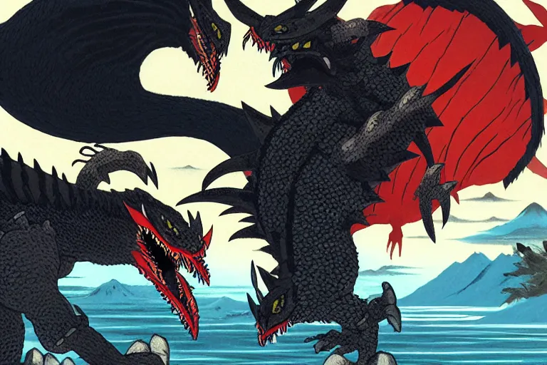 Image similar to nargacuga, trending on pixiv, HD, ukiyoe painting, monster hunter