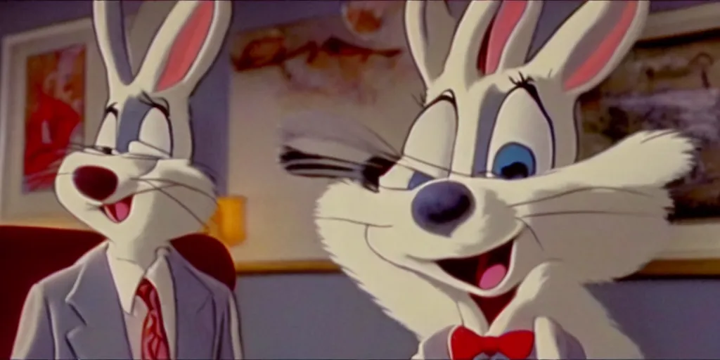 Image similar to a still of bugs bunny in twin peaks ( 1 9 9 0 ), tv still, hq, sharp, highly detailed