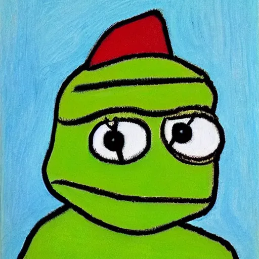 Prompt: pepe the frog by picasso