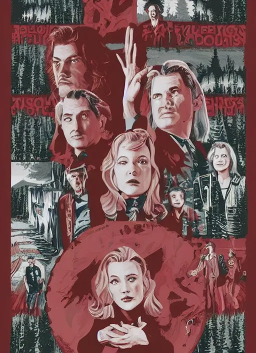 Image similar to twin peaks movie poster art by victor kalin