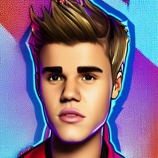 Image similar to a full body portrait of justin bieber as a fortnite character, detailed face