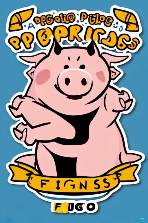 Image similar to A pig fitness coach, sticker, portrait, highly detailed, colorful, illustration, smooth and clean vector curves, no jagged lines, vector art, smooth