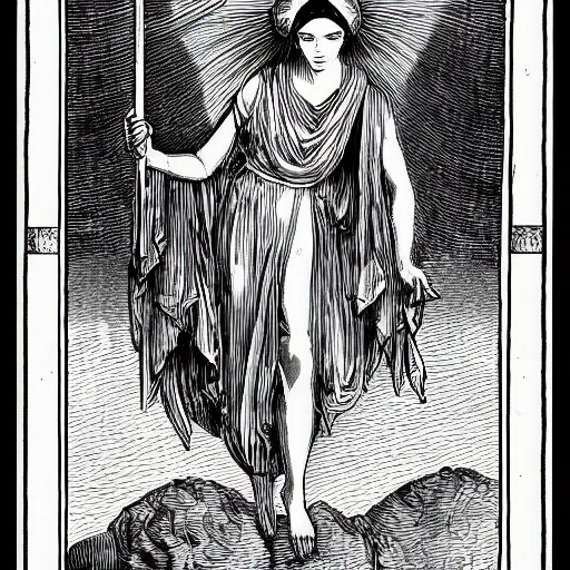 Prompt: illustrations of tarot cards in the style of gustave dore