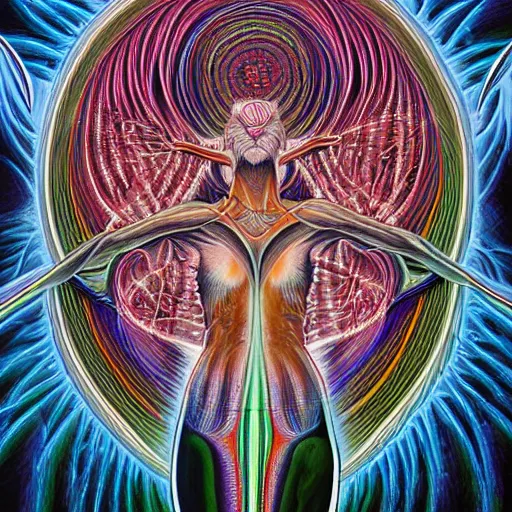 Image similar to valhalla by alex grey