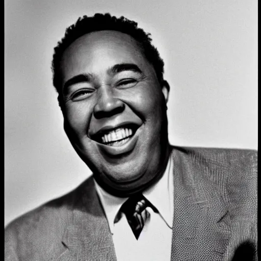 Image similar to realistic photo of charlie parker at age 7 6, smiling, black and white