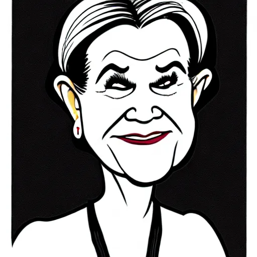 Prompt: mare winningham nina caricature by al hirschfeld