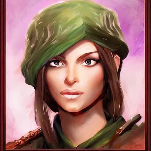 Image similar to Beautiful female ranger character portrait, Dungeons and Dragons, fantasy painting, clean brushstrokes