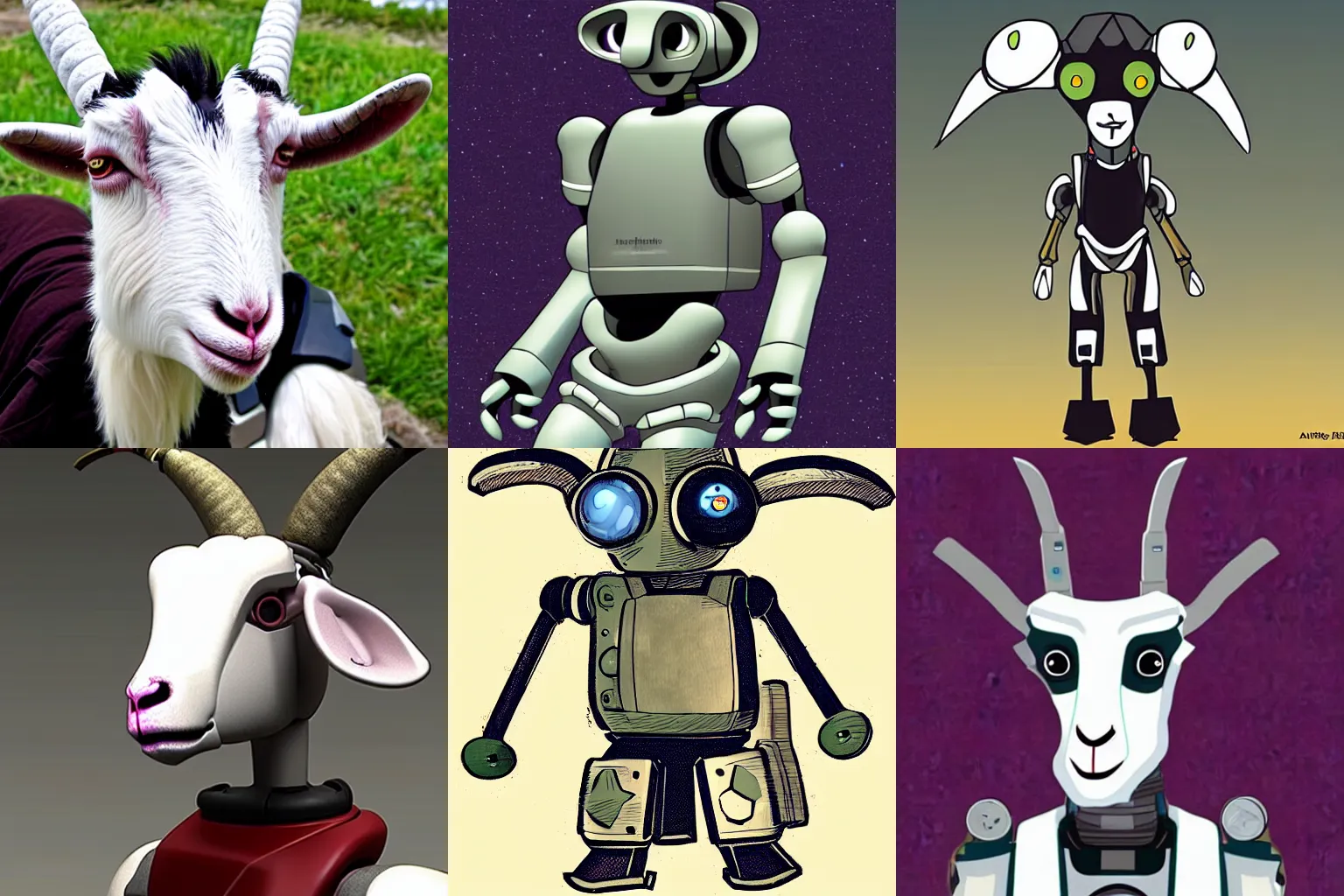 Prompt: anthropomorph scifi goat robot