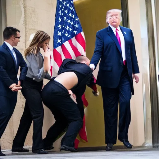 Image similar to photography of FBI agents taking Donald trump into custody