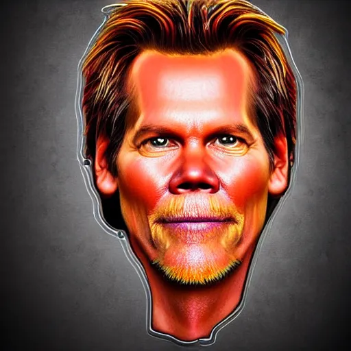 Image similar to ultra detailed kevin bacon on a slice of bacon in a hamburger rendered by octane digital painting inspired by arcimboldo