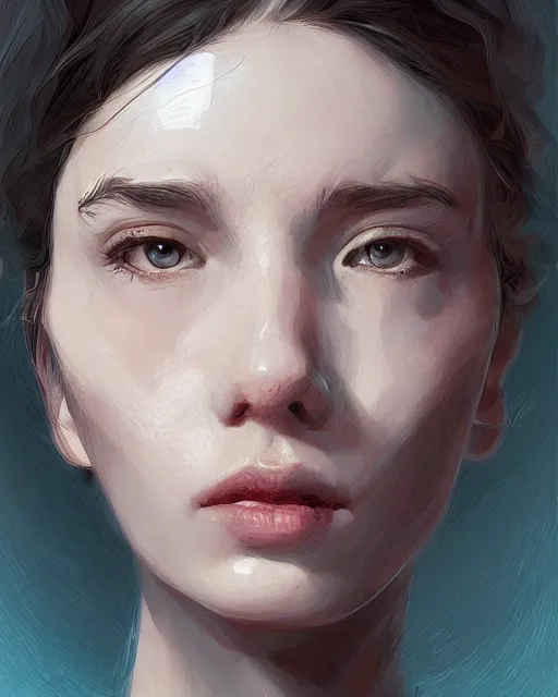 Prompt: glass, portrait by wlop and loish, digital art
