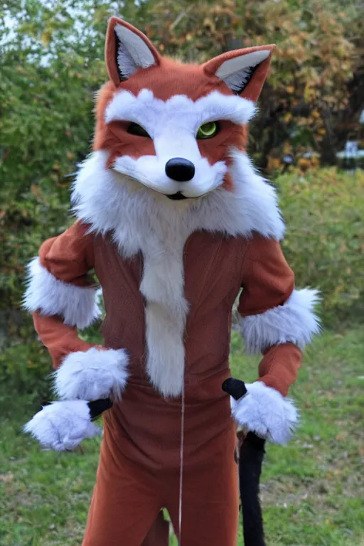 Image similar to an anthropomorphic fox, fursuit, cosplay