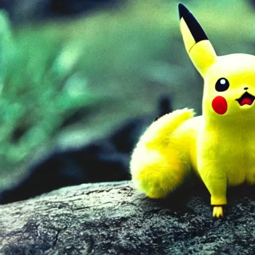 Prompt: The first pikachu found in nature, circa 1992, photograph