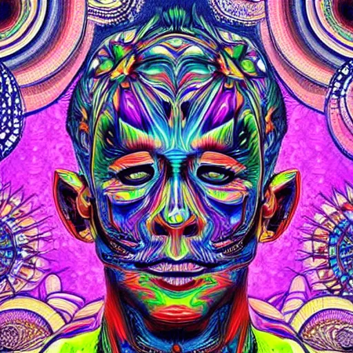 Image similar to stunning psychedelic artwork of a head shape