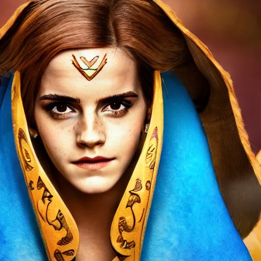 Image similar to Emma Watson modeling as Urbosa from Zelda, (EOS 5DS R, ISO100, f/8, 1/125, 84mm, postprocessed, crisp face, facial features)