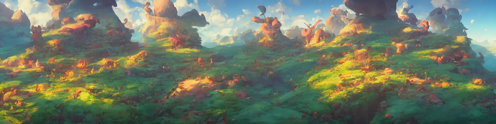 Prompt: 3 6 0 panoramic dynamics matte painting acrylic blur oil wonderland yoshi kurbi dofus, behance hd by jesper ejsing, by rhads, makoto shinkai and lois van baarle, ilya kuvshinov, rossdraws global illumination