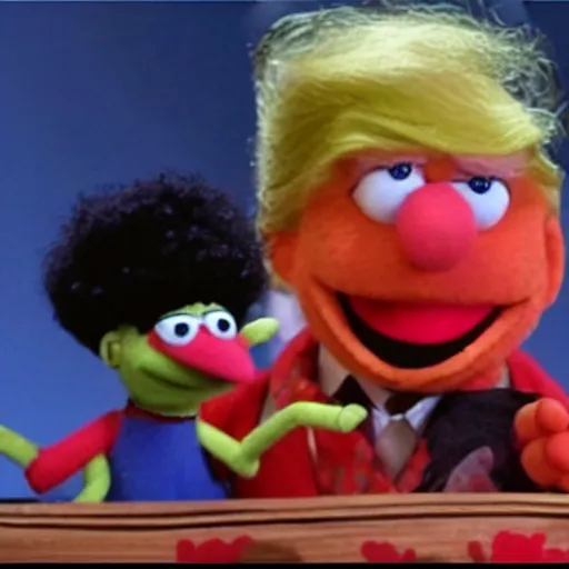 Image similar to Donald Trump as Oscar from Sesamestreet