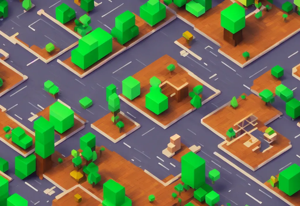 Image similar to isometric forest magicavoxel cinematic lighting, 4k