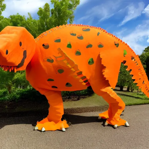 Image similar to a dinosaur made with tangerine segments