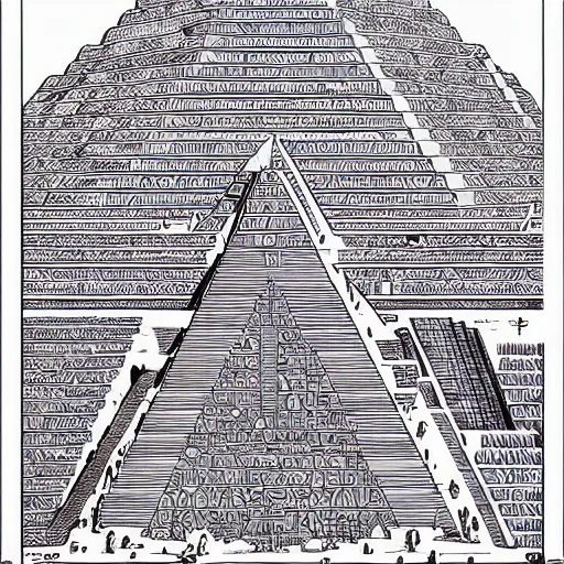 Image similar to tortoise in the desert pyramid ziggurat highly detailed concept art schematic, Laurie Greasley