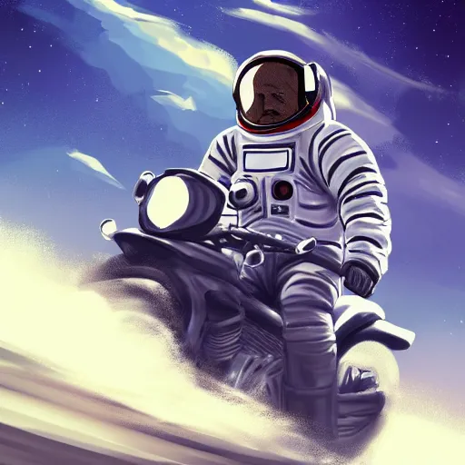 Image similar to astronaut riding a motorcycle, digital art, trending on artstation, high quality