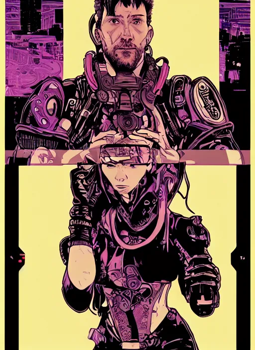 Prompt: cyberpunk fitness coach. portrait by ashley wood and alphonse mucha and laurie greasley and josan gonzalez and james gurney. spliner cell, apex legends, rb 6 s, hl 2, d & d, cyberpunk 2 0 7 7. realistic face. character clothing. vivid color. dystopian setting.