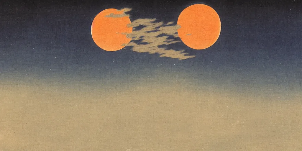 Image similar to painting of the moon by kitano tsunetomi, 1 9 3 9