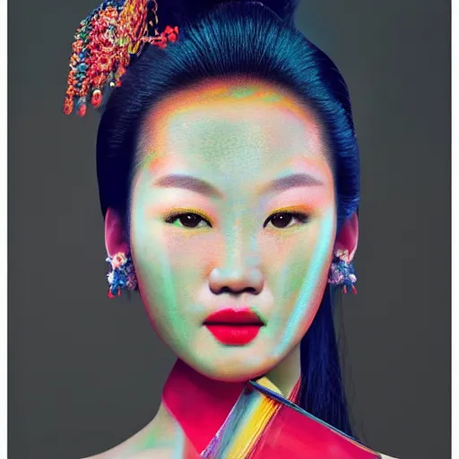 Image similar to photo of chinese beauty by Mark Mann by Richard Avedon, colorful, sharpen, 4k, 85mm, award winning