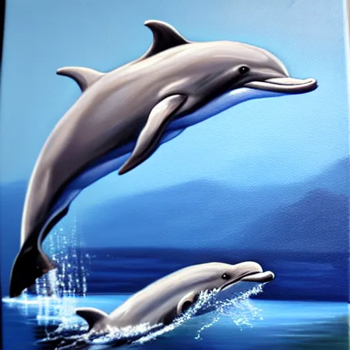Prompt: detailed oil painting of a dolphin wearing clothes