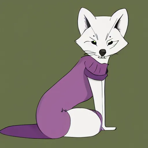 Prompt: a full body portrait of a young female anthro arctic fox furry wearing a tank top, smirking, digital illustration, cel shaded, flat color, Hayao Miyazaki, furaffinity, deviant art, e926