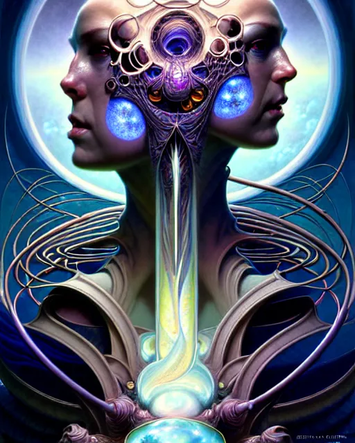 Image similar to a portrait of gemini light and dark fantasy character portrait made of fractals facing each other, ultra realistic, wide angle, intricate details, the fifth element artifacts, highly detailed by peter mohrbacher, hajime sorayama, wayne barlowe, boris vallejo, aaron horkey, gaston bussiere, craig mullins