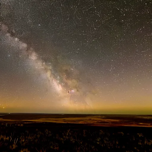 Prompt: the scene before me is one of utter celestial beauty. the stars above me form a bright and twinkling canopy, while below me the milky way stretches out like a river of light. i am surrounded by the vastness of space, and yet i feel incredibly small. it is a humbling and awe - inspiring experience