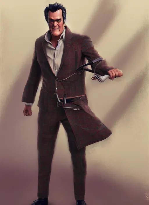 Prompt: a potrait of bruce campbell clothed in tweed as an anime, fine, realistic, shaded, lighting, ilya, kuvshinov, katsuhiro, artgerm, jeremy, lipkin, michael, garmash, unreal, engine, 5, radiant, light, detailed, intricate, environment