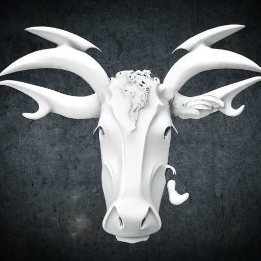 Image similar to white bull with wings, fantasy style