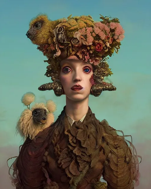 Prompt: highly detailed surreal vfx portrait of a rococopunk poodle, stephen bliss, unreal engine, greg rutkowski, loish, rhads, beeple, makoto shinkai and lois van baarle, ilya kuvshinov, rossdraws, tom bagshaw, alphonse mucha, global illumination, detailed and intricate environment