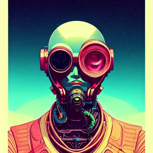 Image similar to high quality high detail portrait of a diesel punk in an alien world,, tristan eaton, victo ngai, artgerm, rhads, ross draws, hyperrealism, intricate detailed, alphonse mucha, 8 k, sci - fi, pastel colors, artstation,