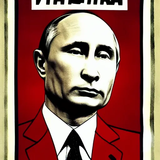 Image similar to vladimir putin but he is a potato as soviet union communist propaganda poster