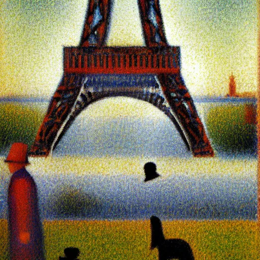 Prompt: the eiffel tower painting by Georges Seurat, 8k