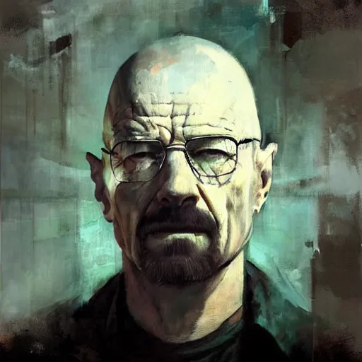 Image similar to walter white painted by jeremy mann