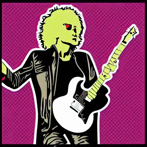 Image similar to jimmy page from led zepelin playing - guitar - solo, sticker - art, svg vector, adobe - illustrator