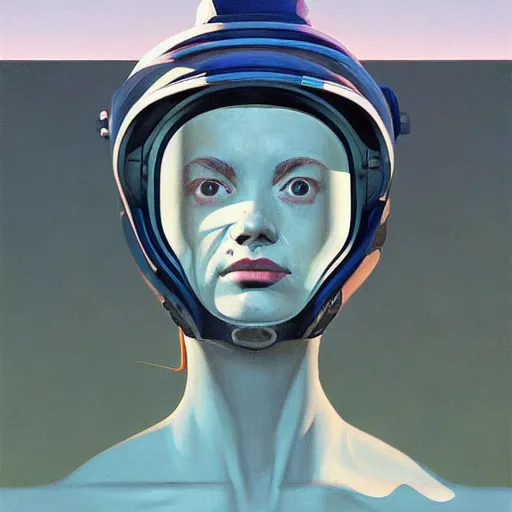 Image similar to Portrait of woman engineer with helmet, very coherent, painted by Edward Hopper, Wayne Barlowe, painted by James Gilleard, airbrush, art by JamesJean