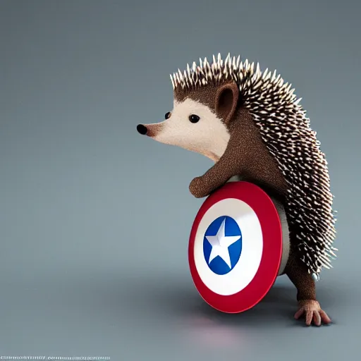 Image similar to Hedgehog captain America, artstation, octane render