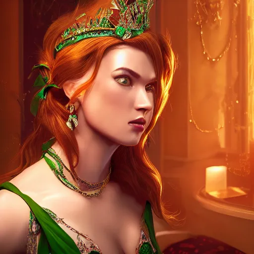 Image similar to wonderful princess of emerald with fair skin, ornate 8 k gorgeous intricate detailed, accent lighting, dramatic light, octane render