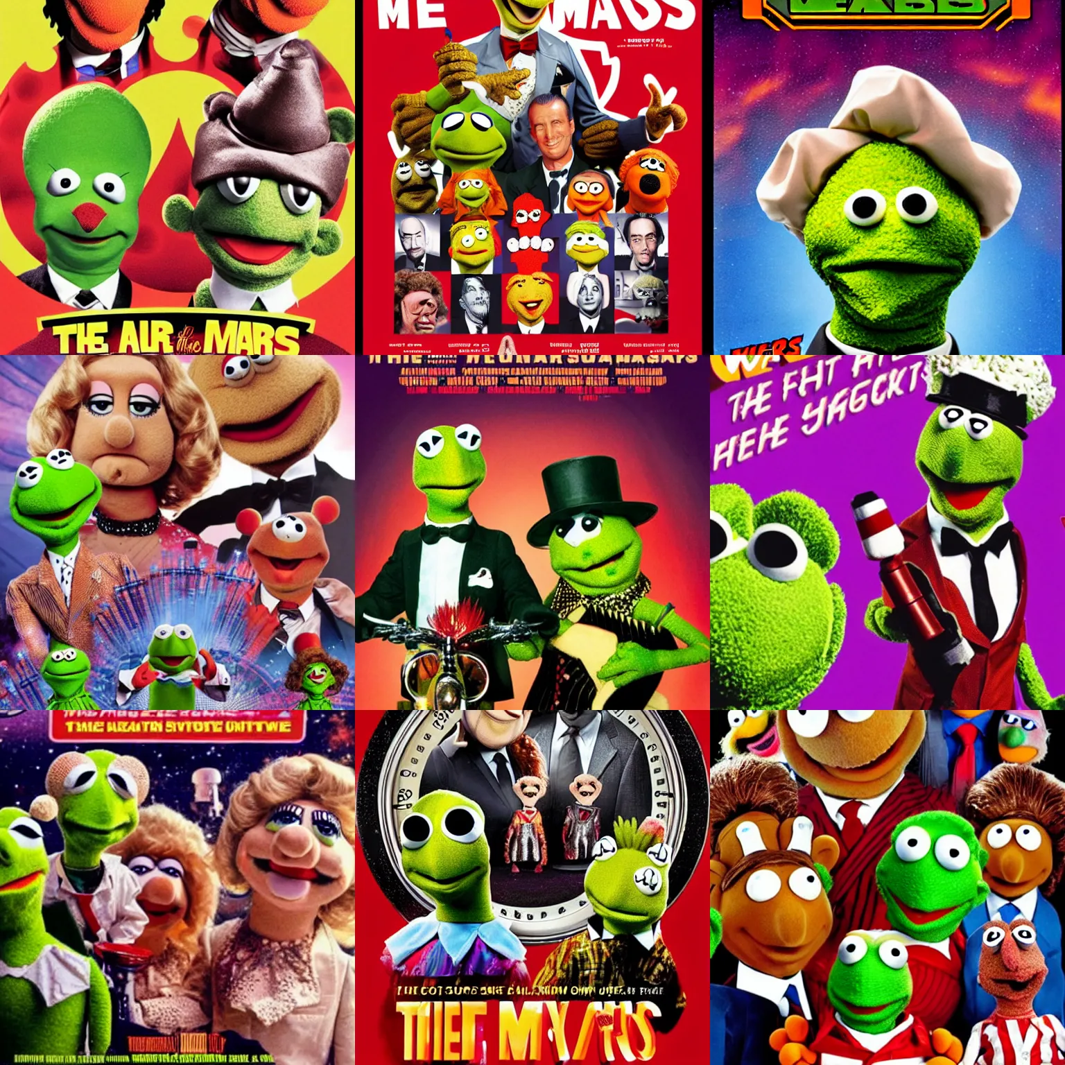 Prompt: The Mars attacks film poster in the style of the Muppet show