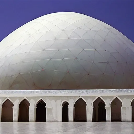 Image similar to mosque with dome by zaha hadid fantasy world