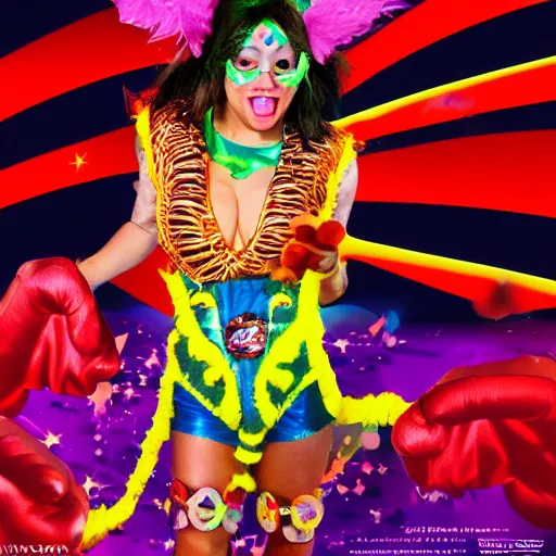 Prompt: kamala as 2 0 0 0's candy raver