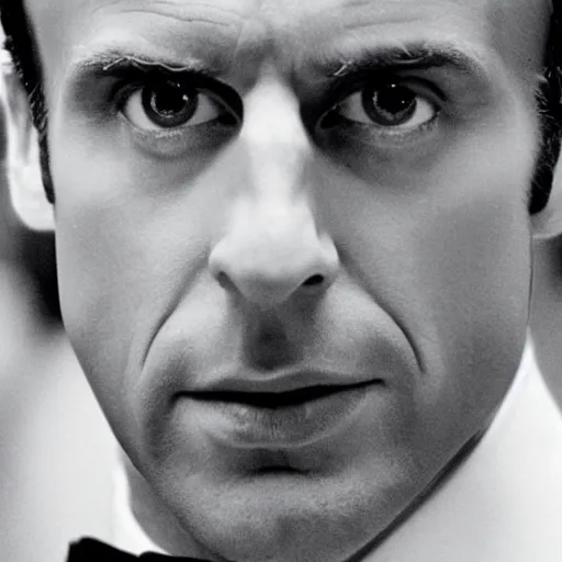 Image similar to extremely detailed face of Emmanuel Macron in American Psycho (1999)